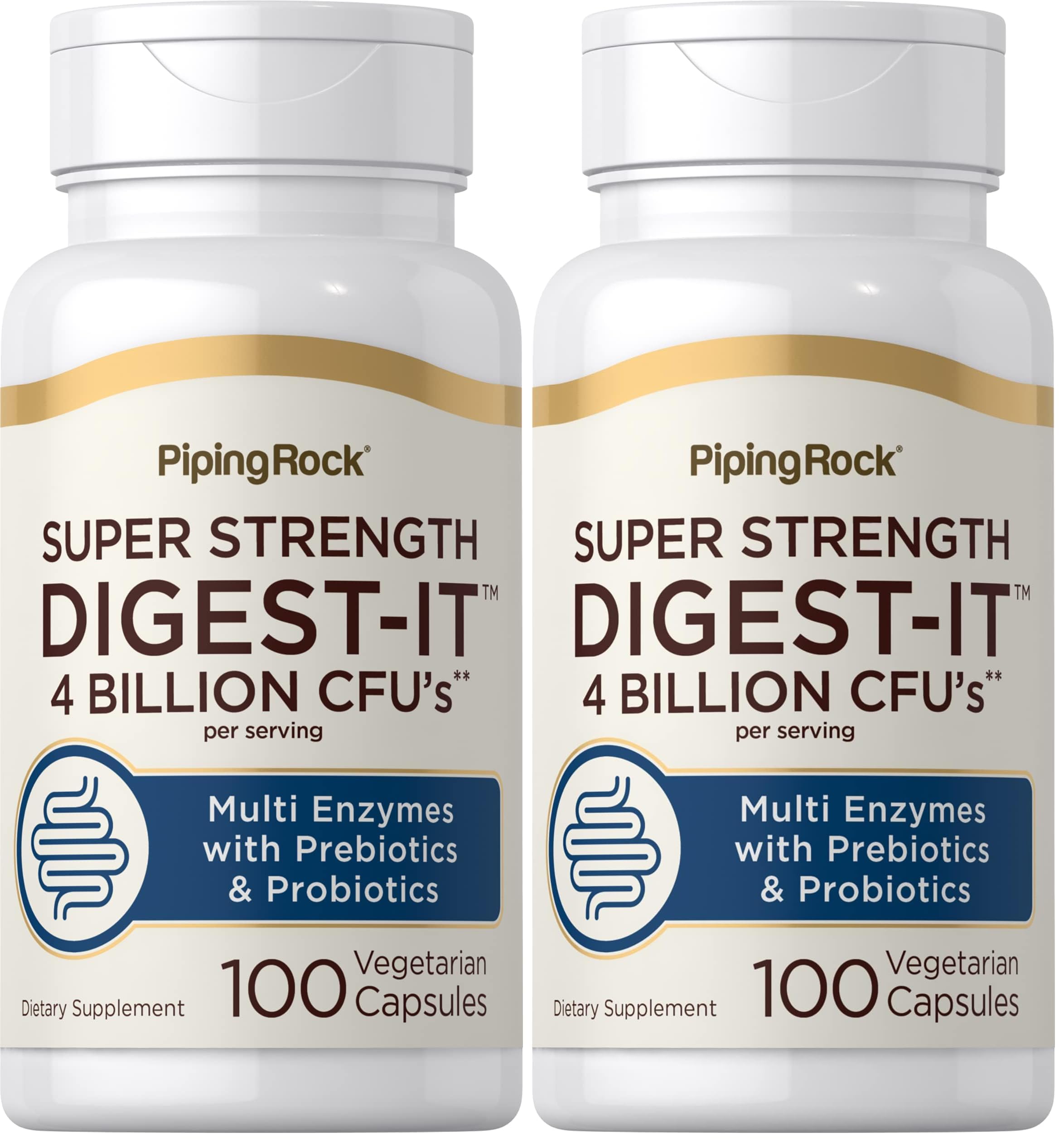 Piping Rock Digestive Enzymes probiotic bottle front for digestive support.