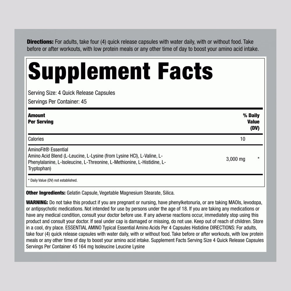 Piping Rock EAA BCAA capsules close-up for quick-release nutrition.