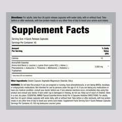 Piping Rock EAA BCAA capsules close-up for quick-release nutrition.