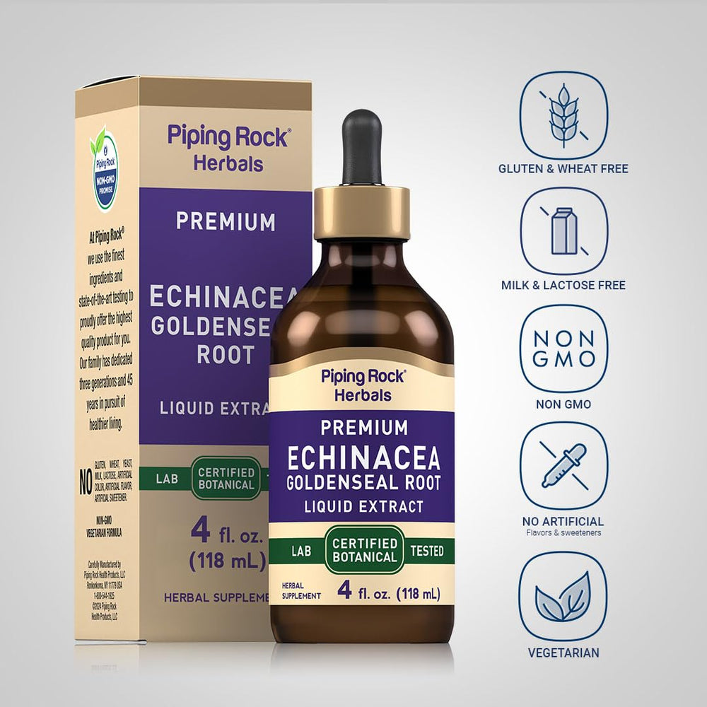 Piping Rock tincture dropper ready for precise dosing and convenience.