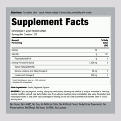 Piping Rock Evening Primrose Oil softgels bottle side view for easy handling.