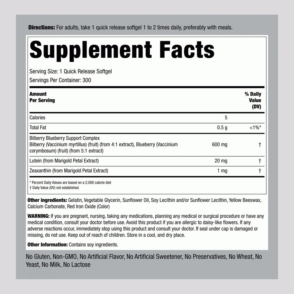Piping Rock label close-up highlights lutein and zeaxanthin benefits for eyes.