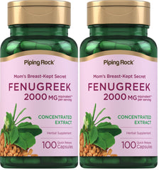 Piping Rock Fenugreek bottle front view, high-potency 2000 mg extract.