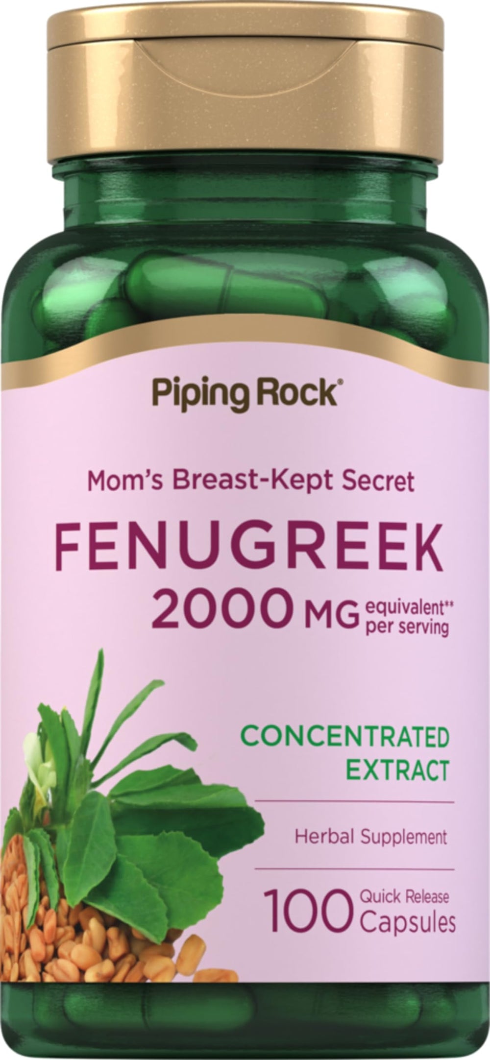Piping Rock Fenugreek capsules bottle front view for daily supplement routine