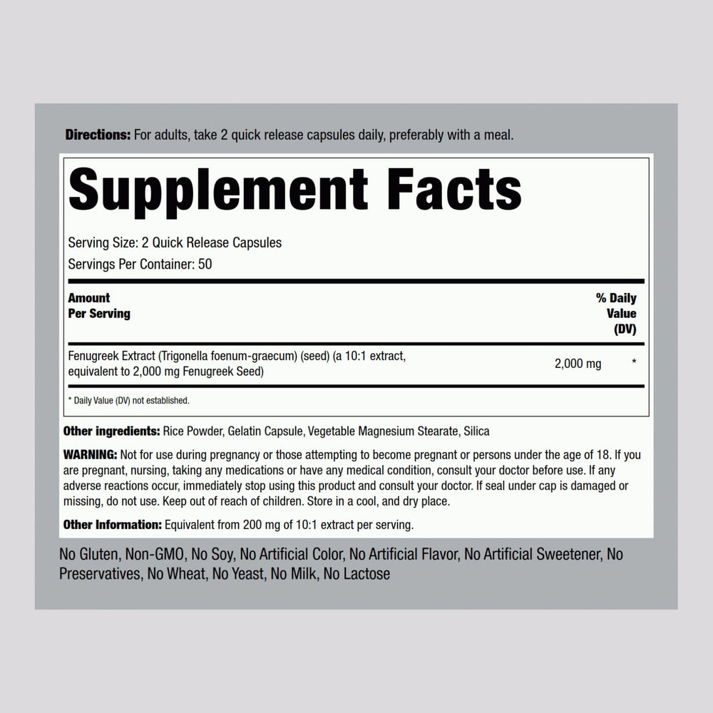 Piping Rock Fenugreek pack of two bottles, convenient bundled option.
