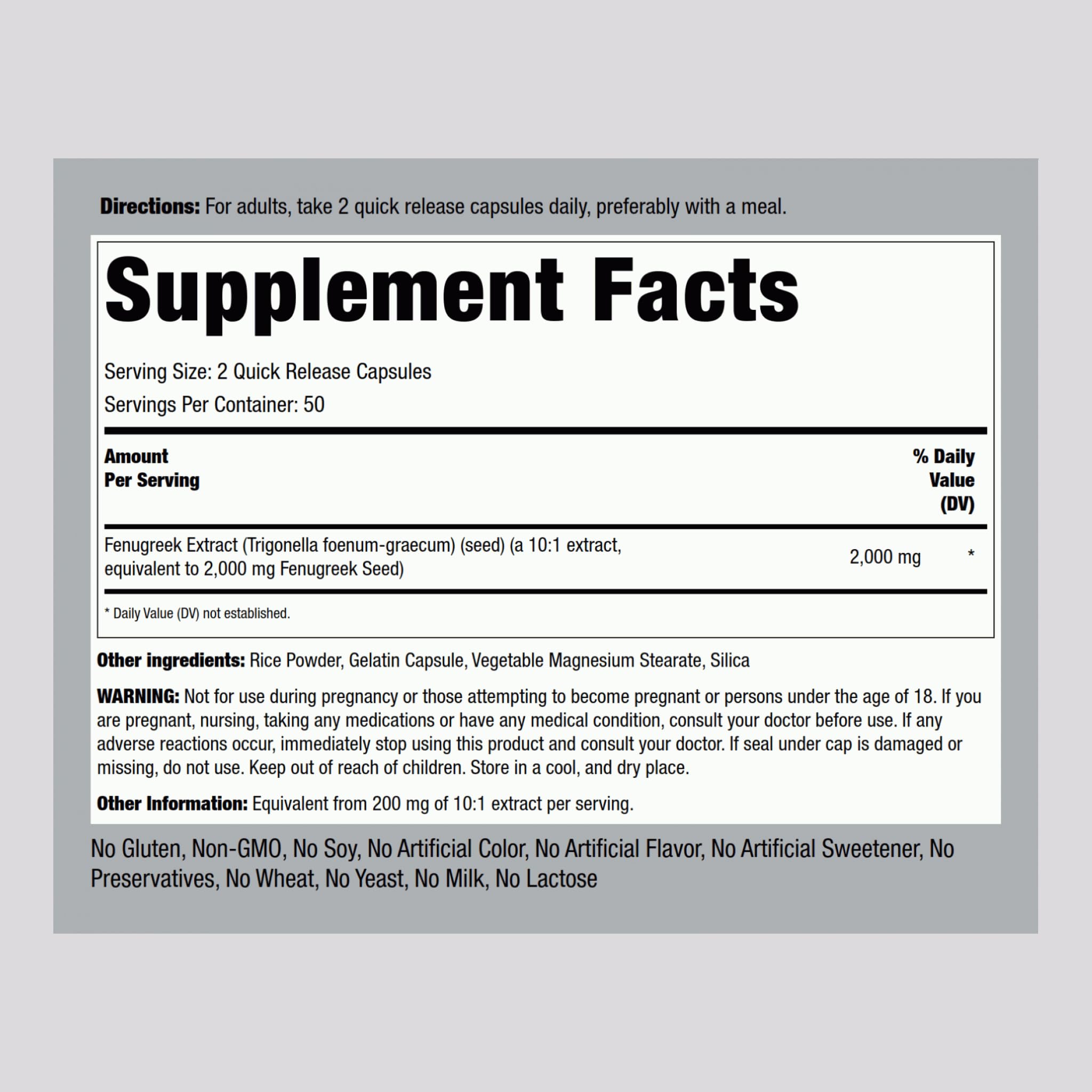 Piping Rock Fenugreek seeds extract capsules on wooden table for daily use