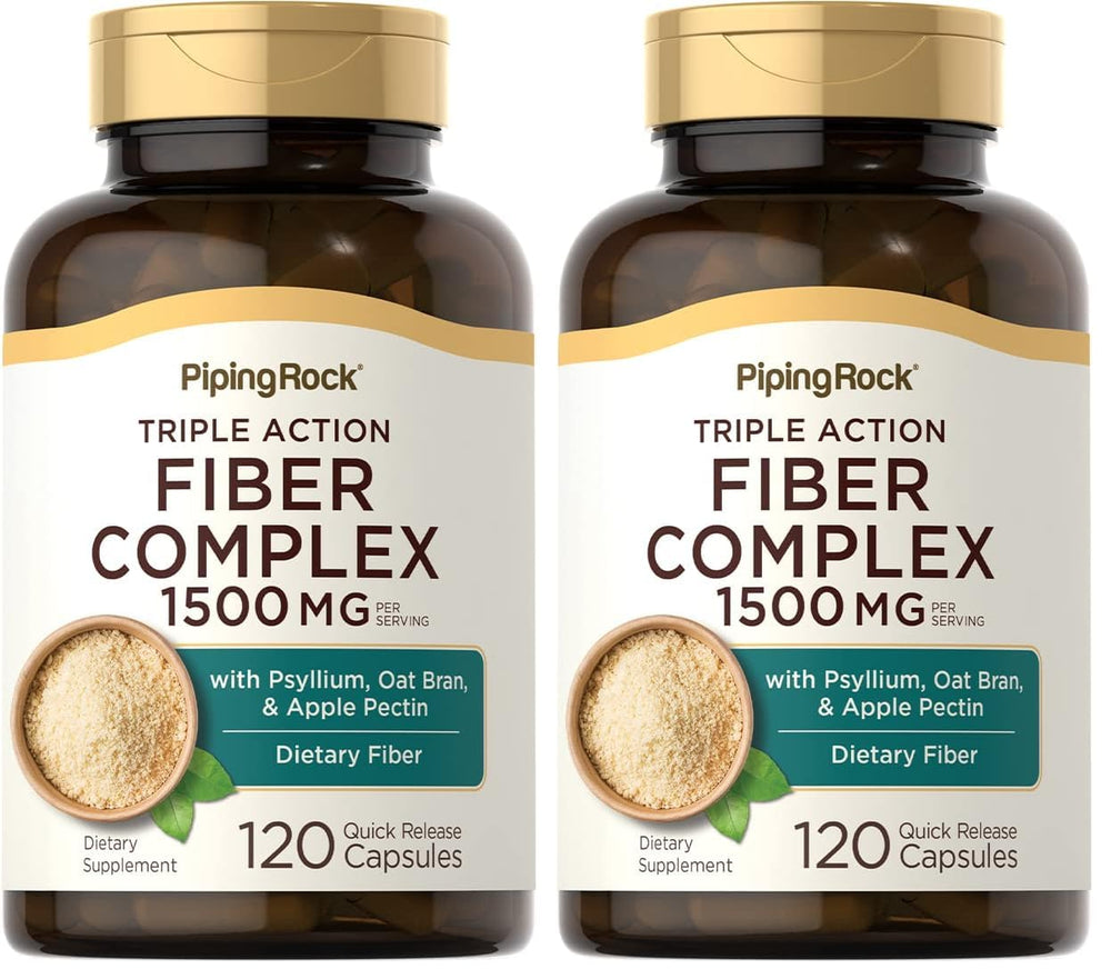 Piping Rock Fiber Complex bottle closeup, high-fiber daily support.