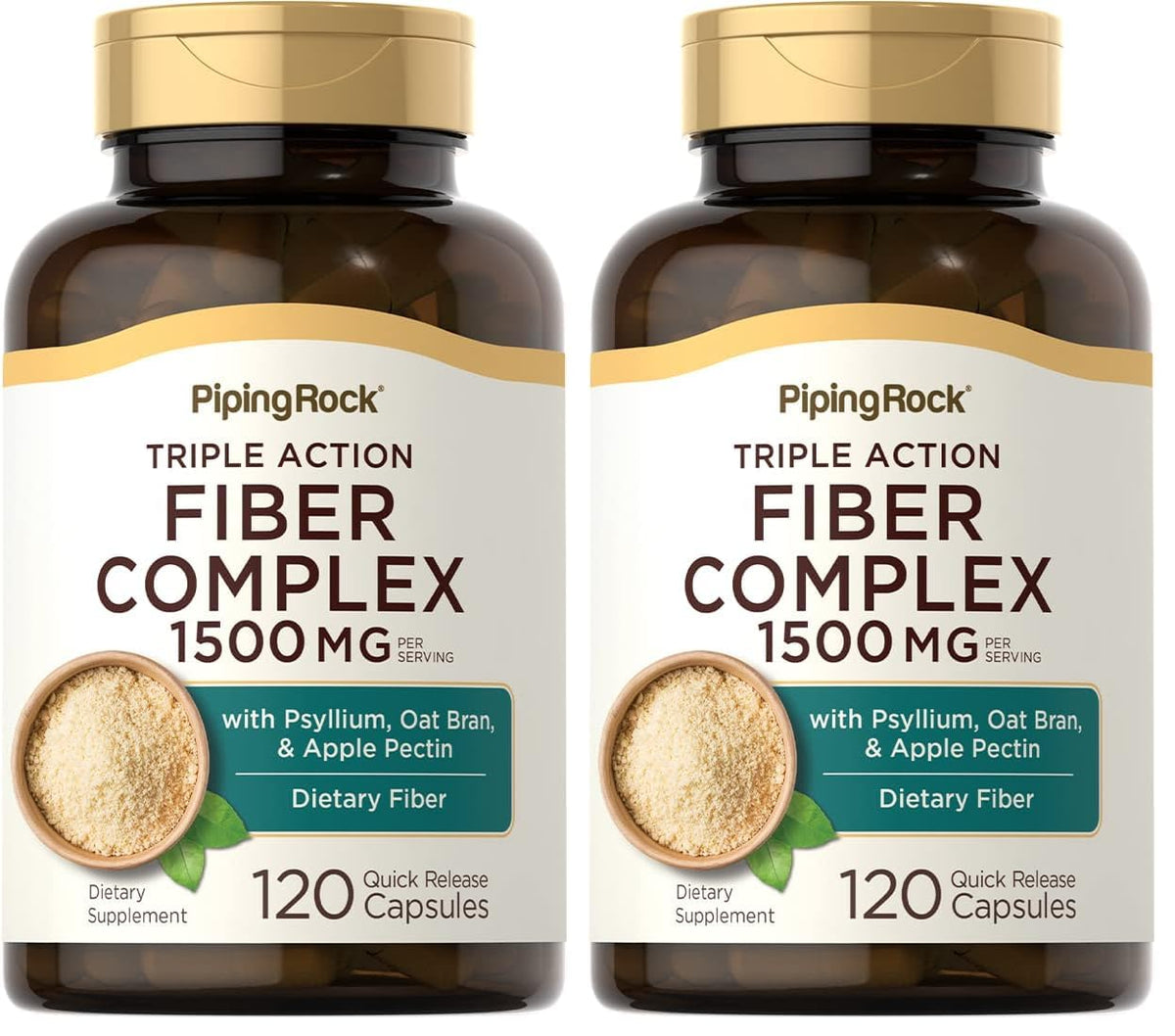 Piping Rock Fiber Complex bottle closeup, high-fiber daily support.