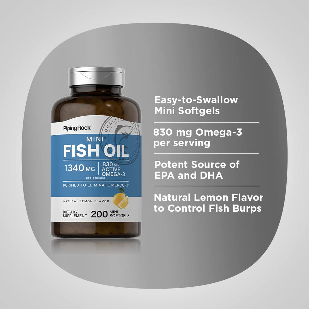 Piping Rock Omega-3 bottle highlights EPA and DHA per serving