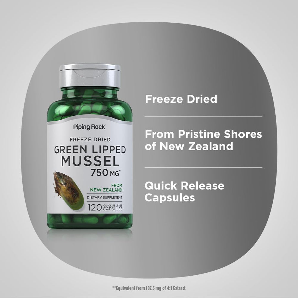 Freeze-dried mussel extract detail from Piping Rock product line
