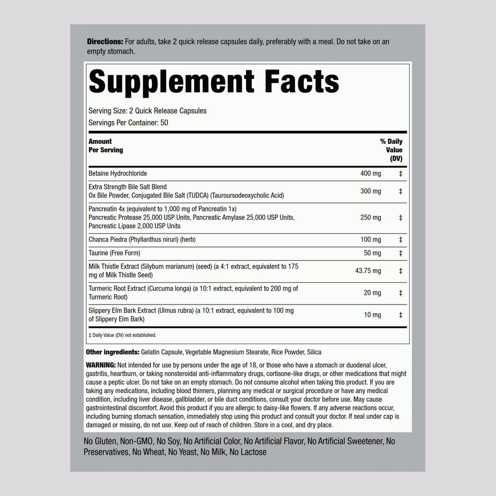 Piping Rock Gallbladder Supplement capsules close-up with quick-release design