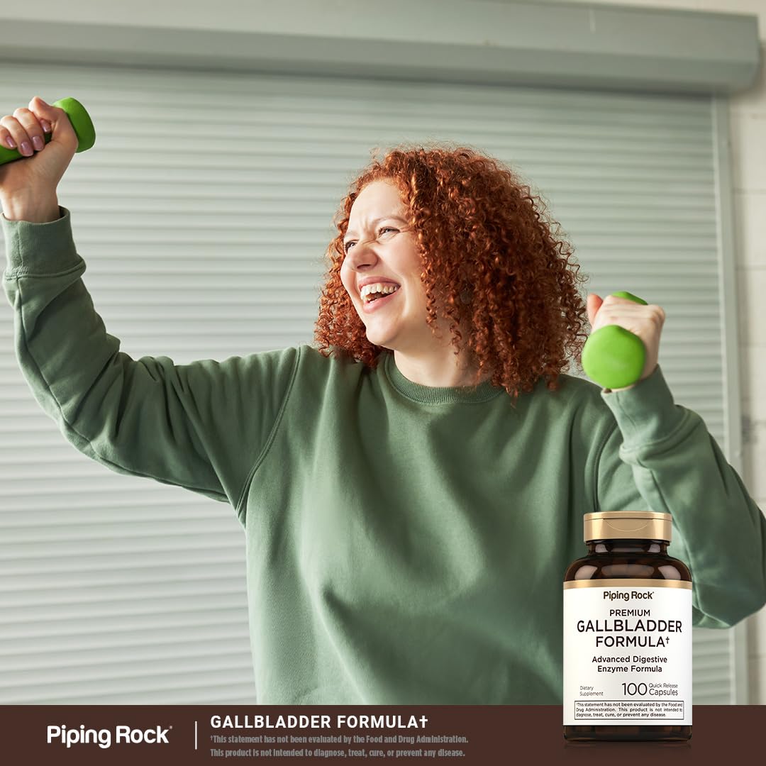 Piping Rock Gallbladder Supplement daily-use scene showing quick-release capsules.