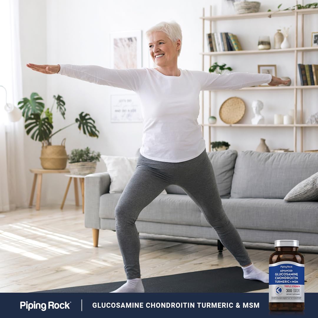 Piping Rock Glucosamine Chondroitin MSM Turmeric supplement facts panel emphasizing transparency.