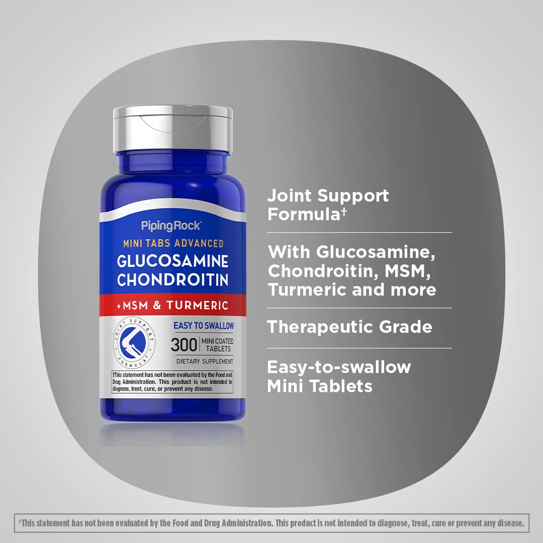 Piping Rock Glucosamine Chondroitin MSM Turmeric tablet pour shows easy intake