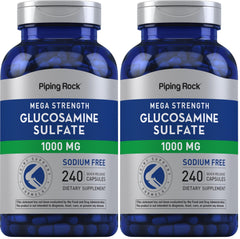 Piping Rock Glucosamine Sulfate 1000mg bottle front for daily joint support.