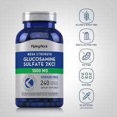 Piping Rock Glucosamine Sulfate 1000mg two-bottle pack ready for routine use.