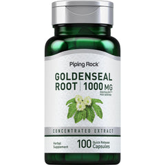 Piping Rock Goldenseal capsules bottle with quick release for easy daily use.