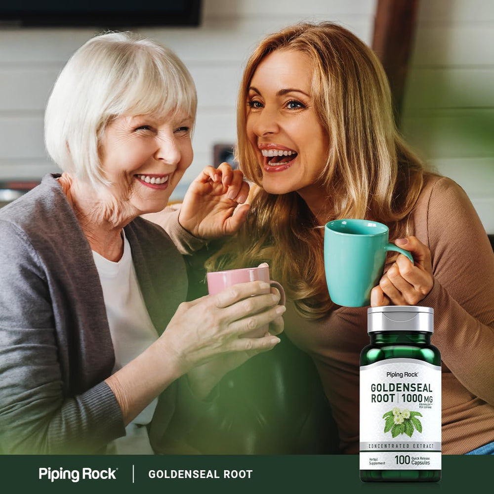 Close-up of Piping Rock Goldenseal root highlight natural origins.