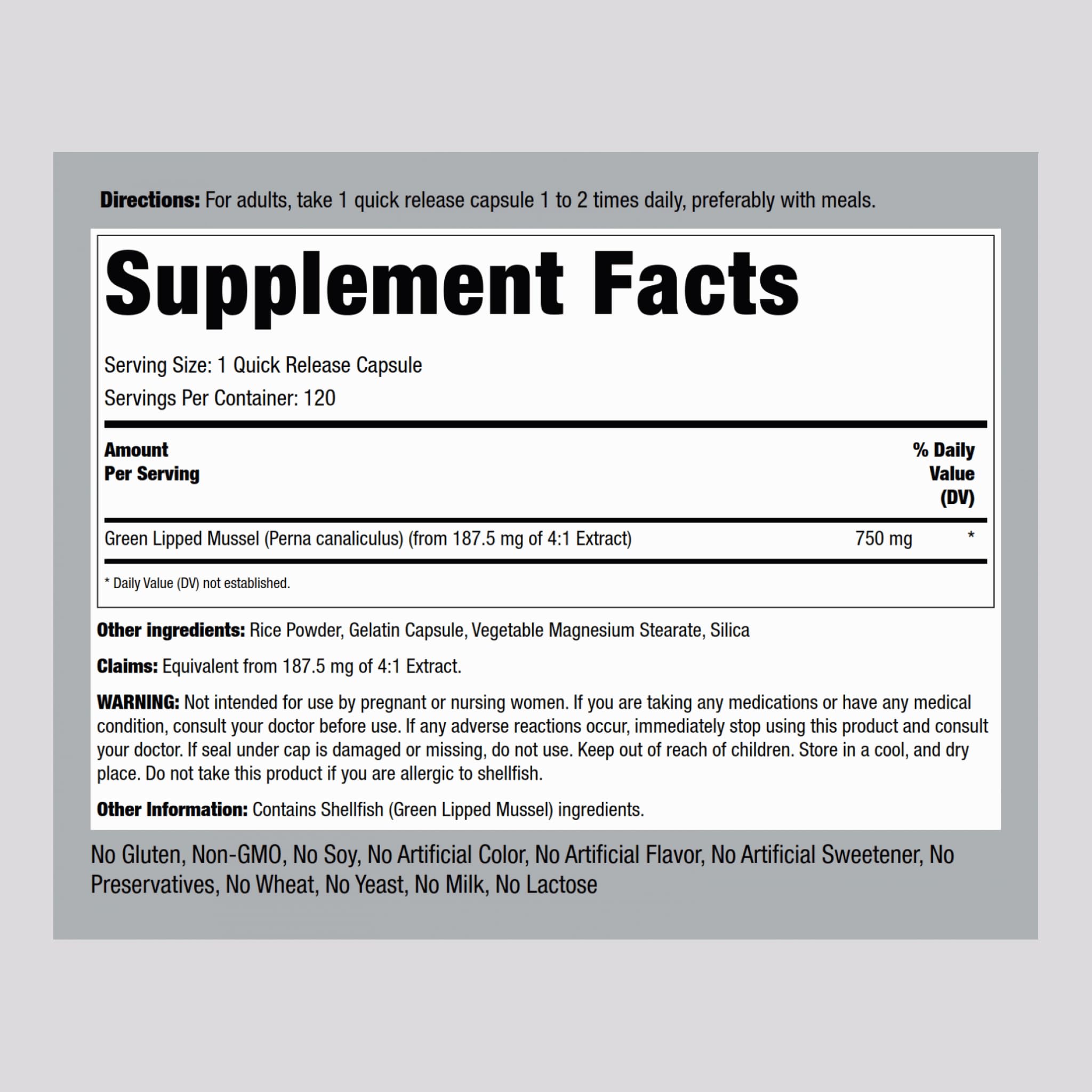 Piping Rock Mussel capsules in a row, easy daily intake for active days.