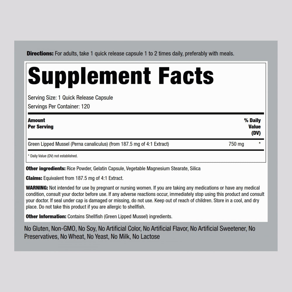 Piping Rock Mussel capsules in a row, easy daily intake for active days.