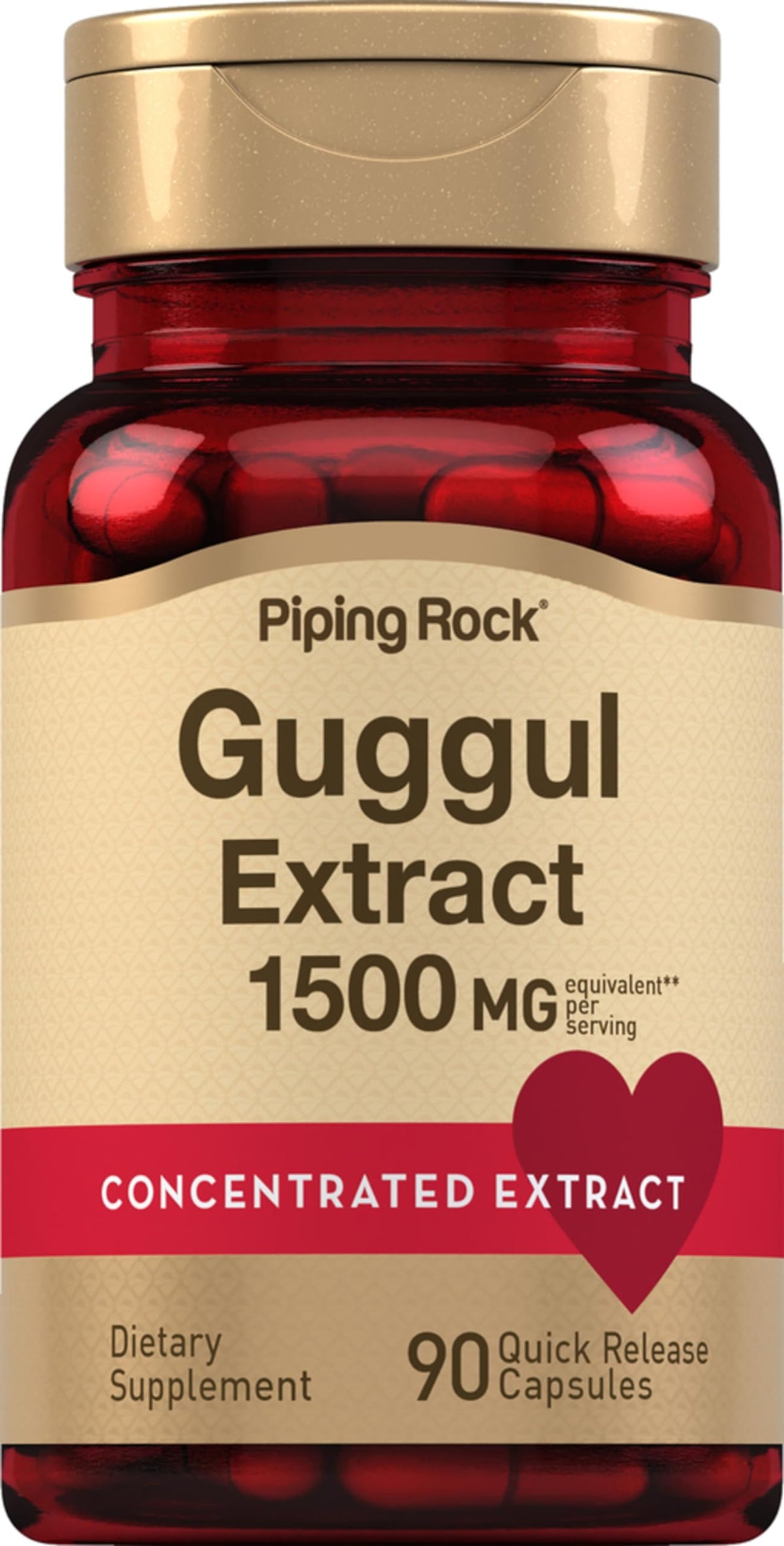 Piping Rock Guggul bottle showing 90 capsules for daily use