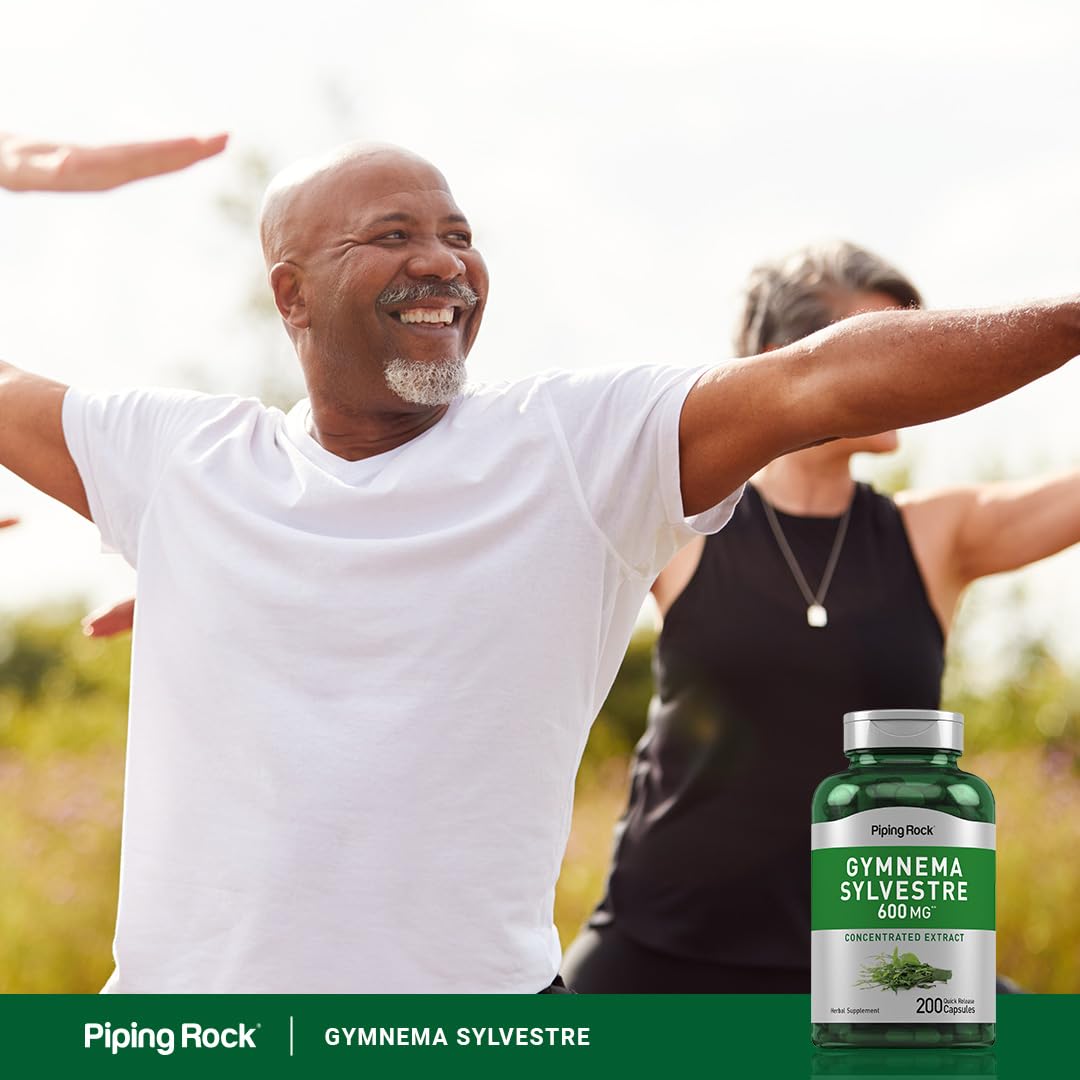 Piping Rock Gymnema Sylvestre packaging emphasizing gluten-free promise.