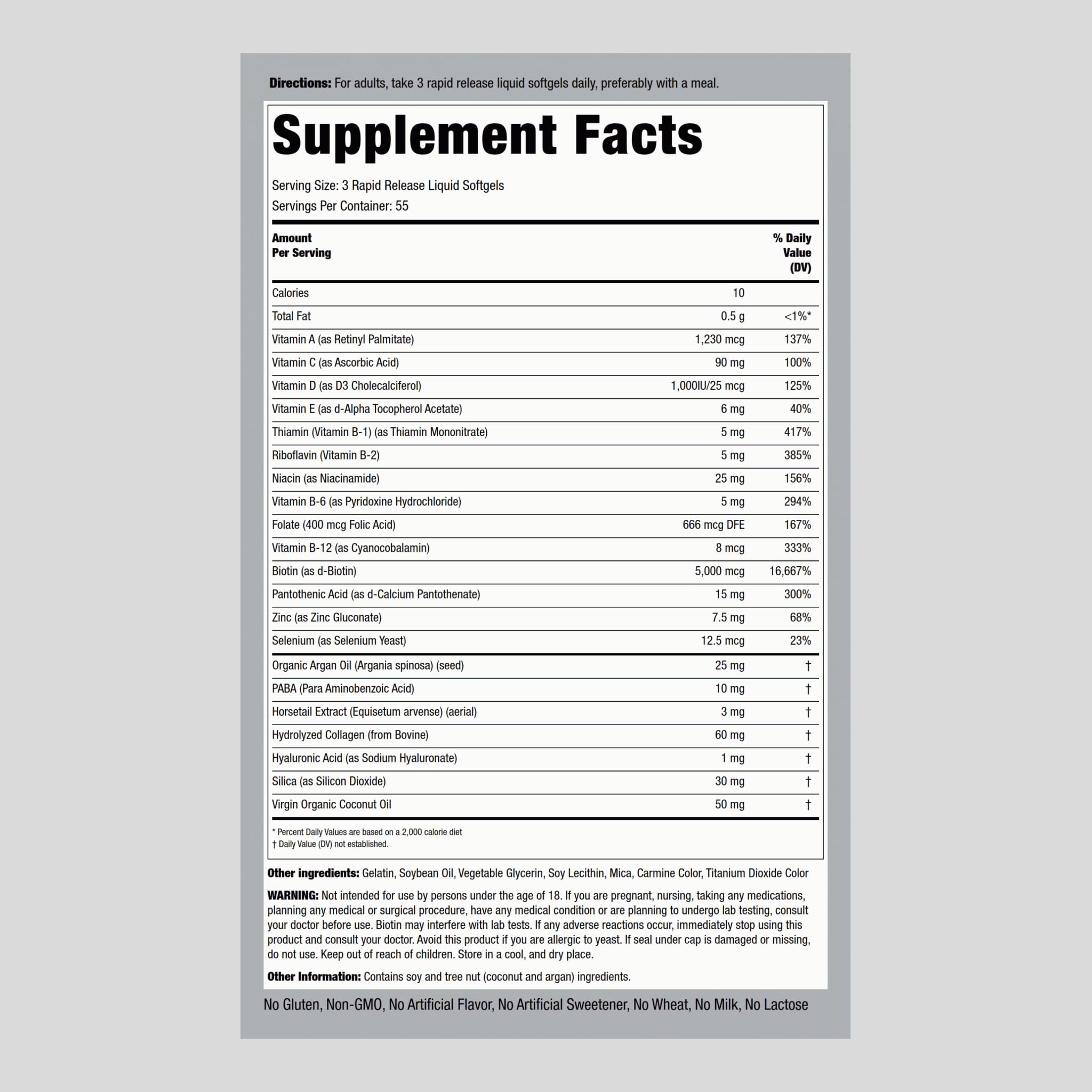 Piping Rock bottle back shows supplement facts and biotin 5000 mcg details