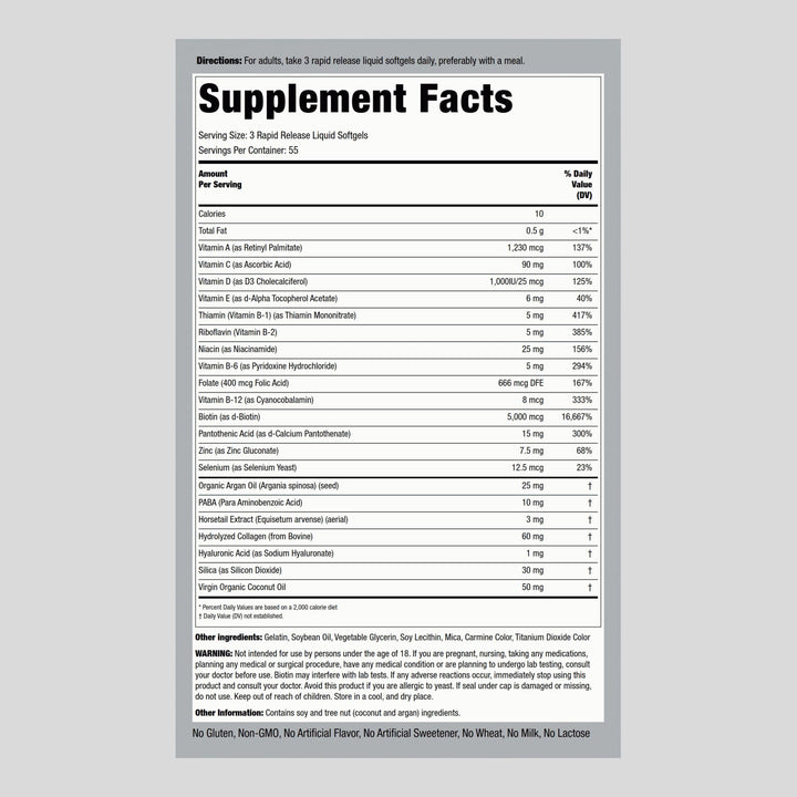 Piping Rock bottle back shows supplement facts and biotin 5000 mcg details