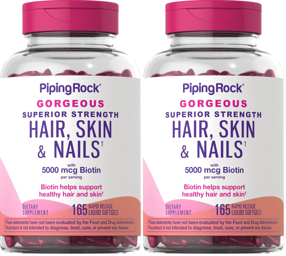 Piping Rock Hair Skin and Nails softgels bottle front for daily beauty support