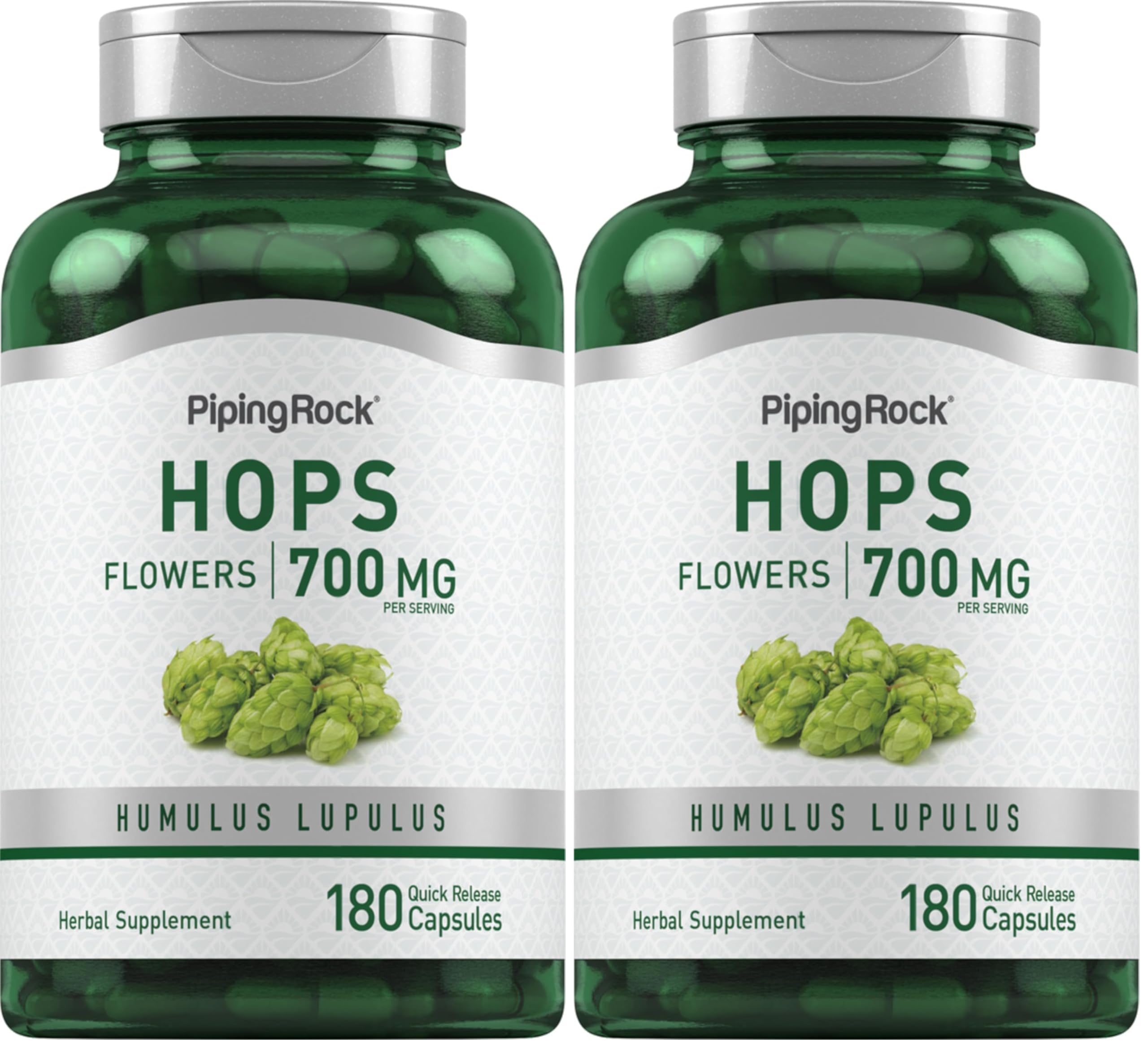 Piping Rock hops extract bottle front suggests a high-potency daily supplement