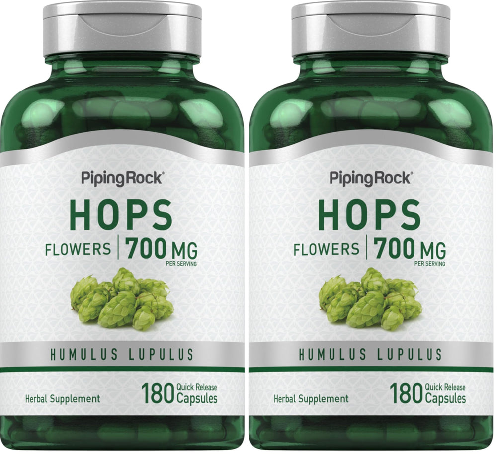 Piping Rock hops extract bottle front suggests a high-potency daily supplement