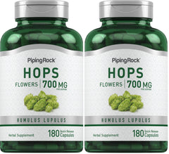 Piping Rock hops extract bottle front suggests a high-potency daily supplement