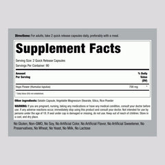 Piping Rock hops extract capsules close-up shows easy-to-swallow quick-release capsules