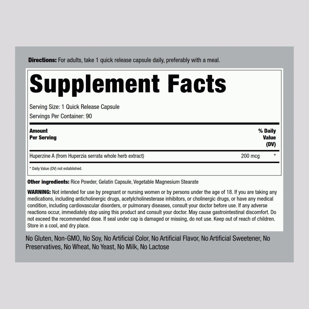 Piping Rock Huperzine A capsules close-up highlighting quick-release design for convenient daily use.