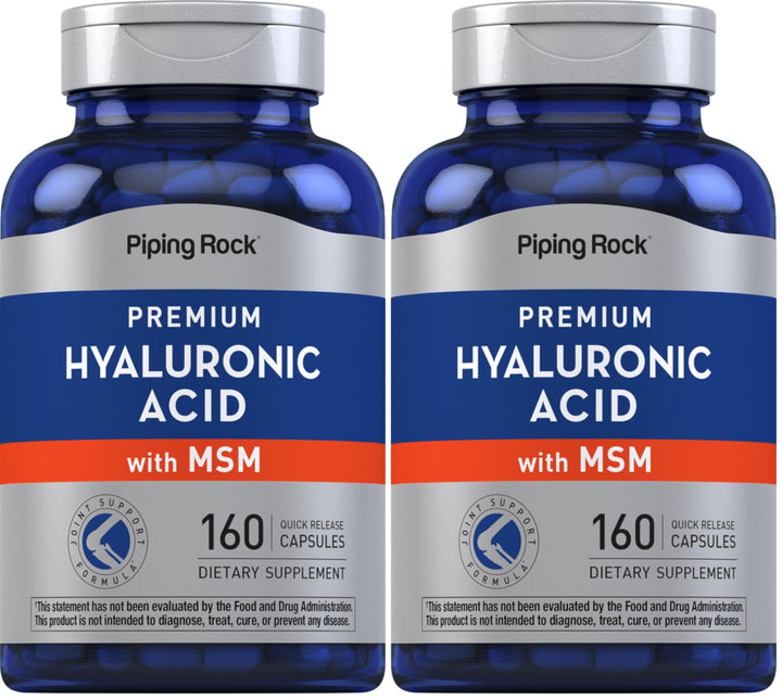 Piping Rock Hyaluronic Acid with MSM bottle front view for daily supplement routine.