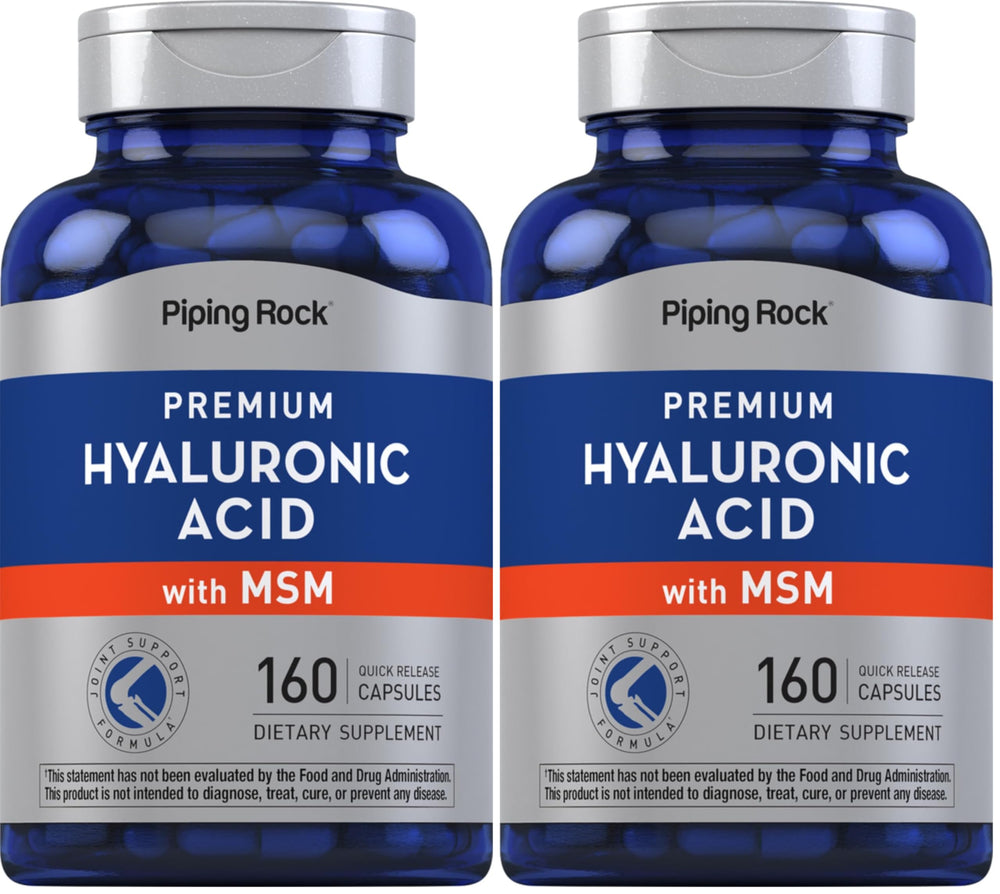 Piping Rock Hyaluronic Acid with MSM bottle front view for daily supplement routine.