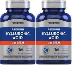Piping Rock Hyaluronic Acid with MSM bottle front view for daily supplement routine.
