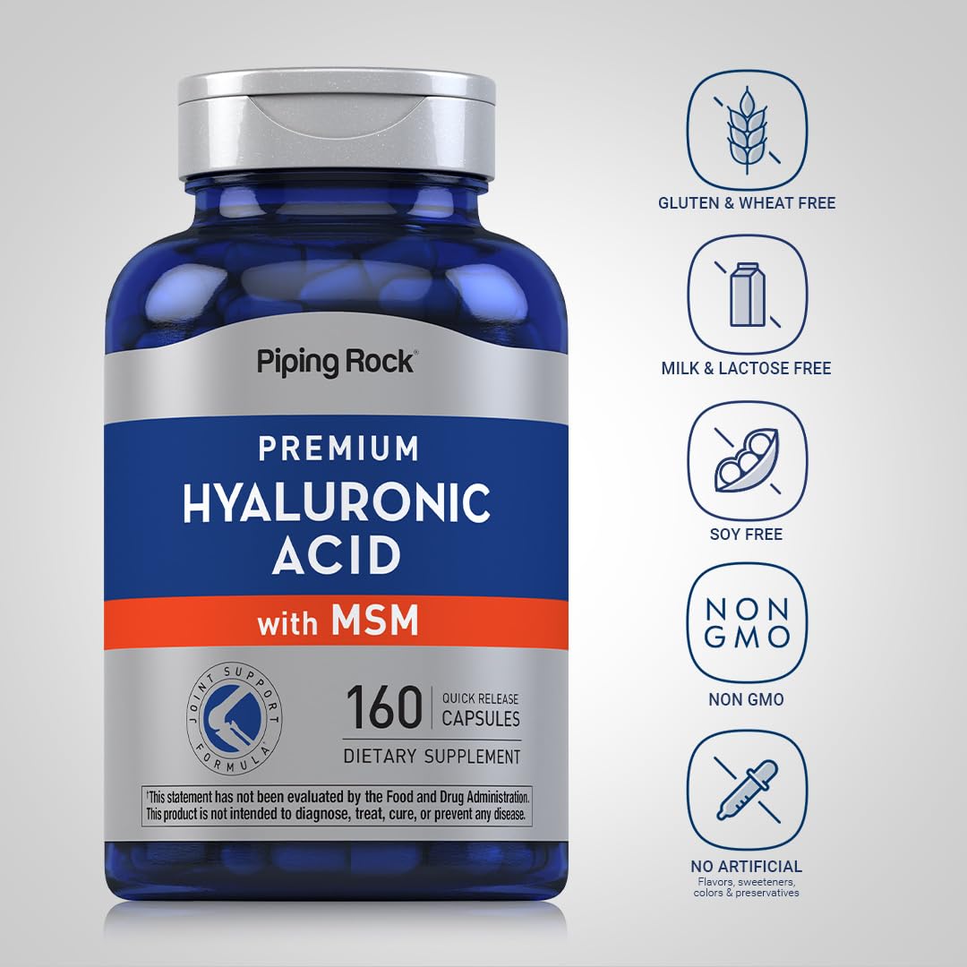 Piping Rock Hyaluronic Acid with MSM two-pack outer box offering value.