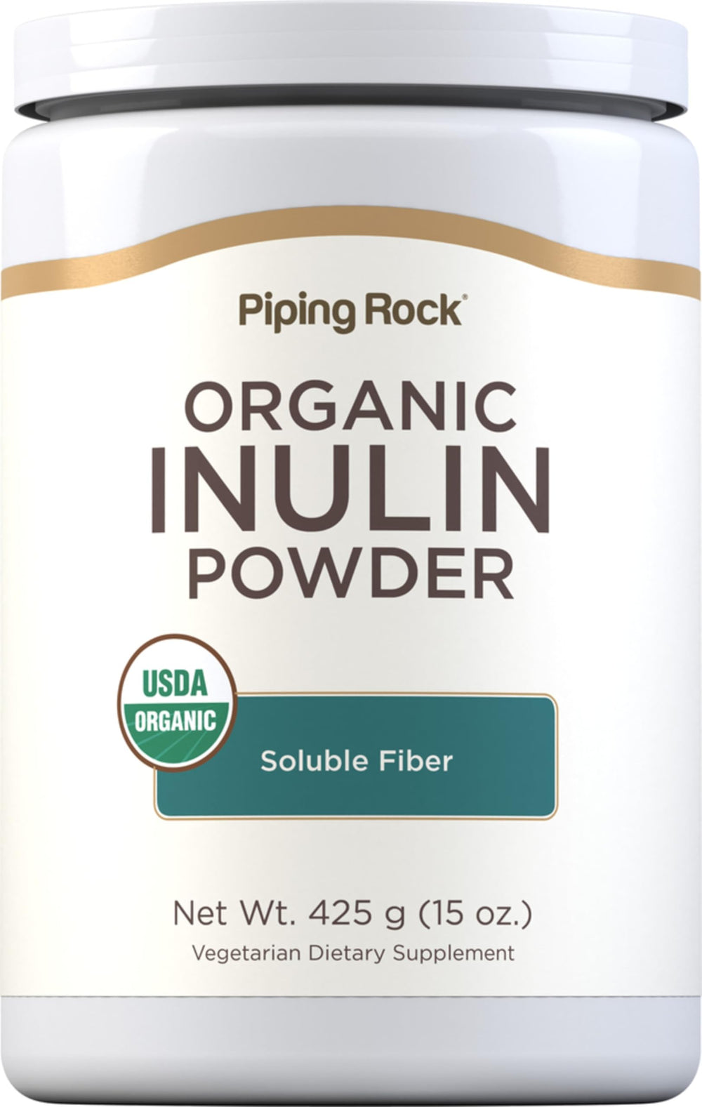 Piping Rock Organic Inulin Powder 15 oz container ready for daily fiber addition.