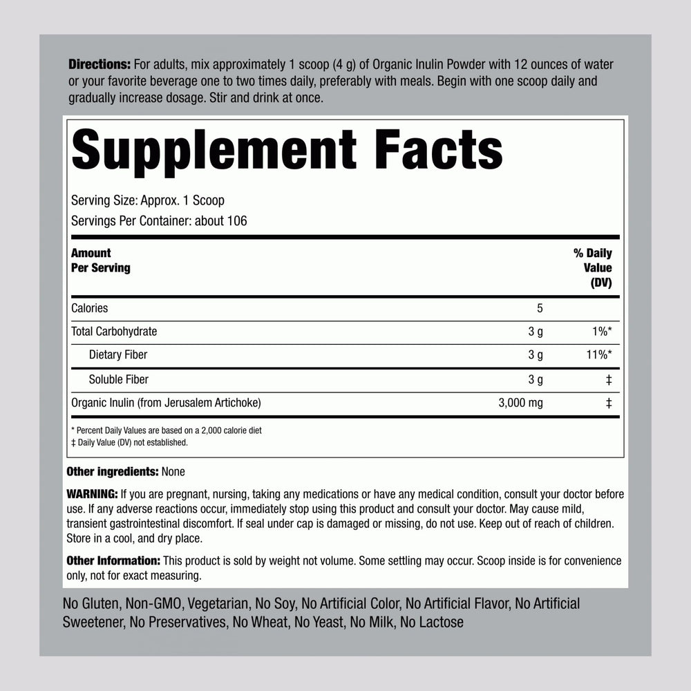 Piping Rock Inulin Powder blends smoothly into smoothies for a fiber boost.