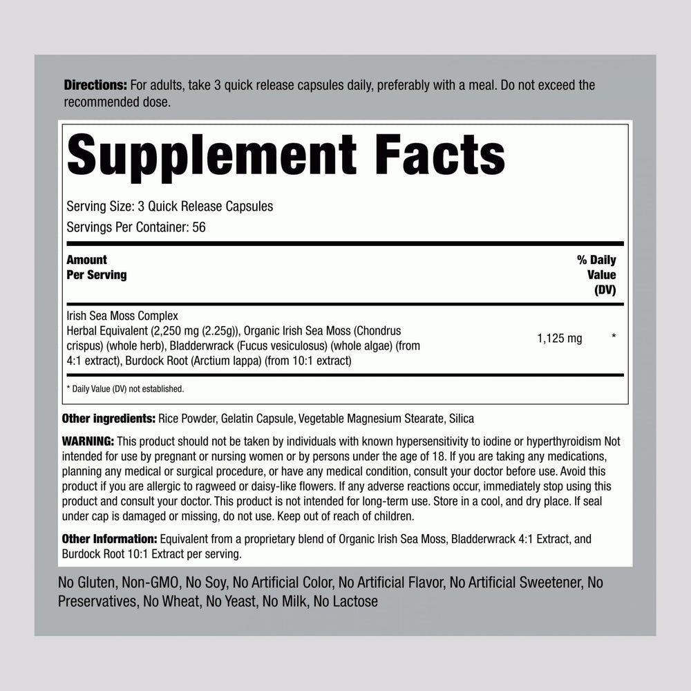 Piping Rock Irish Sea Moss Capsules pack of 2; bulk value for ongoing wellness.