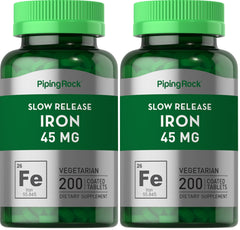 Piping Rock 45 mg iron tablet front view for daily support