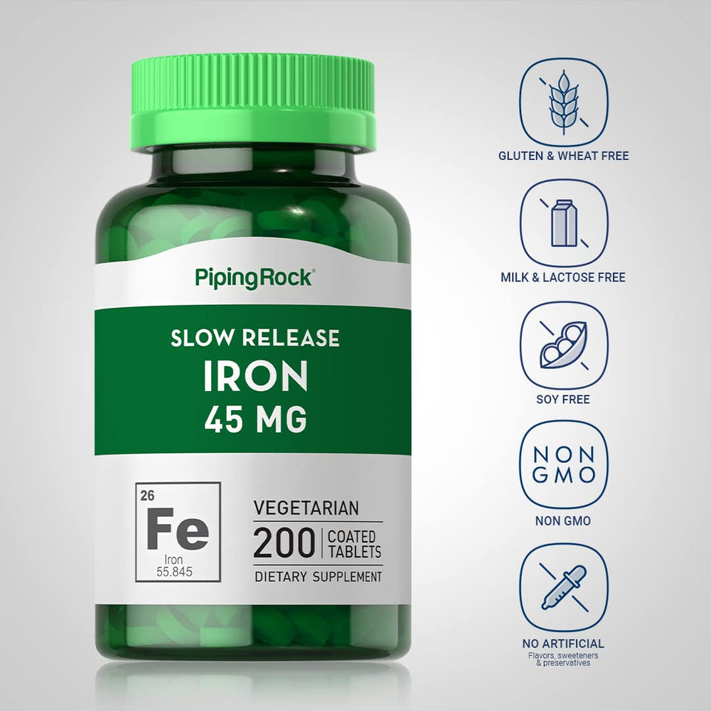 Piping Rock iron supplement bottle pack front with clear labeling