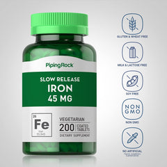 Piping Rock iron supplement bottle pack front with clear labeling