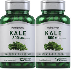 Piping Rock kale extract capsules bottle front view for easy daily supplementation