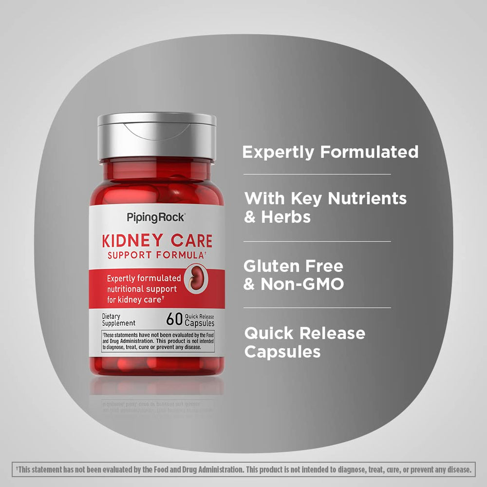 Piping Rock Kidney Support label with ingredients and per-pack info