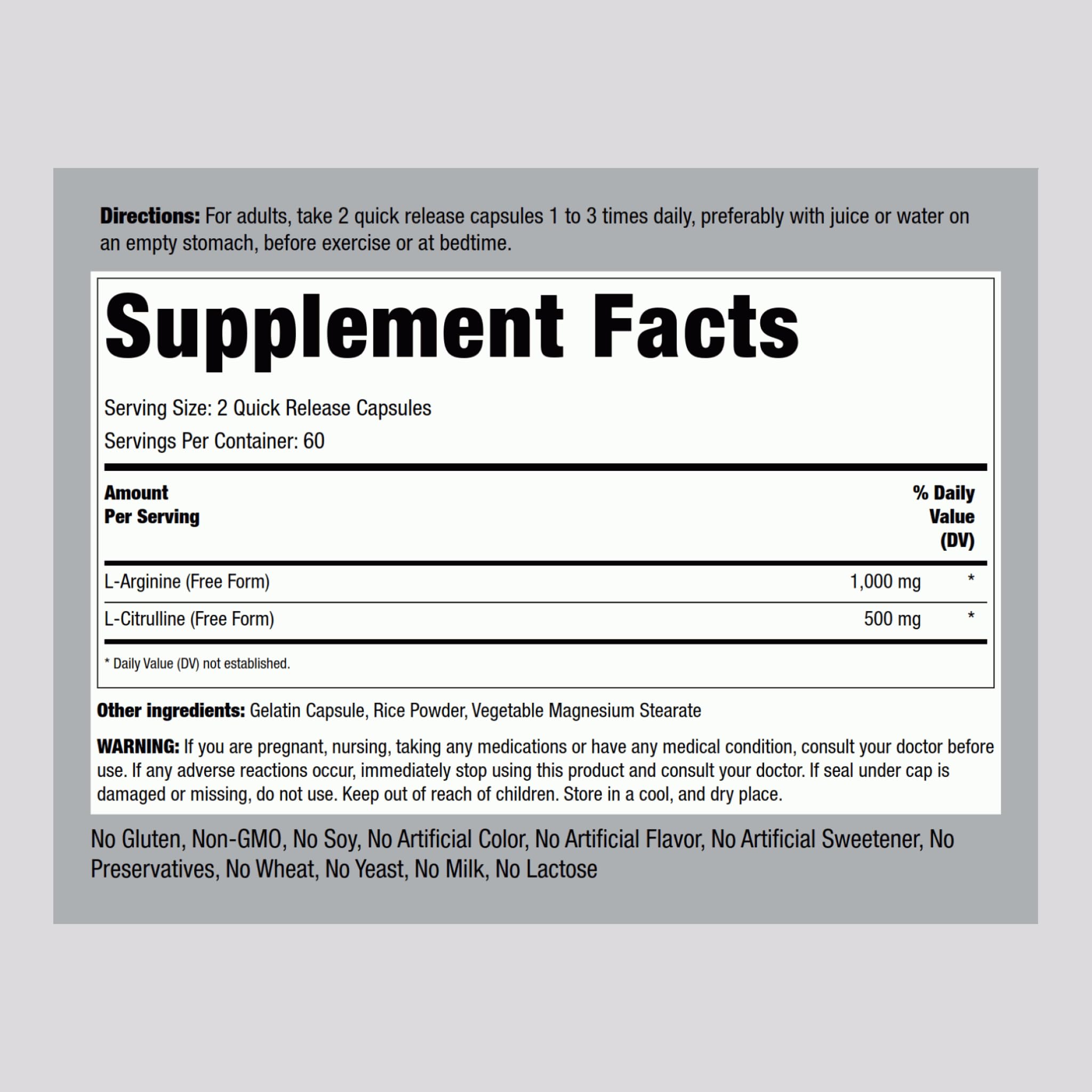 Piping Rock L-Arginine L-Citrulline capsules ready for daily use and flexible wellness.