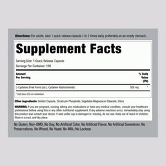 Piping Rock L-Cysteine 500 mg capsules ready to swallow