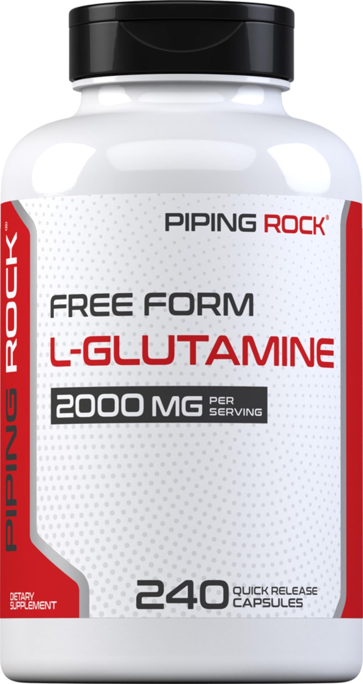 Piping Rock L-Glutamine bottle with capsules for daily use.