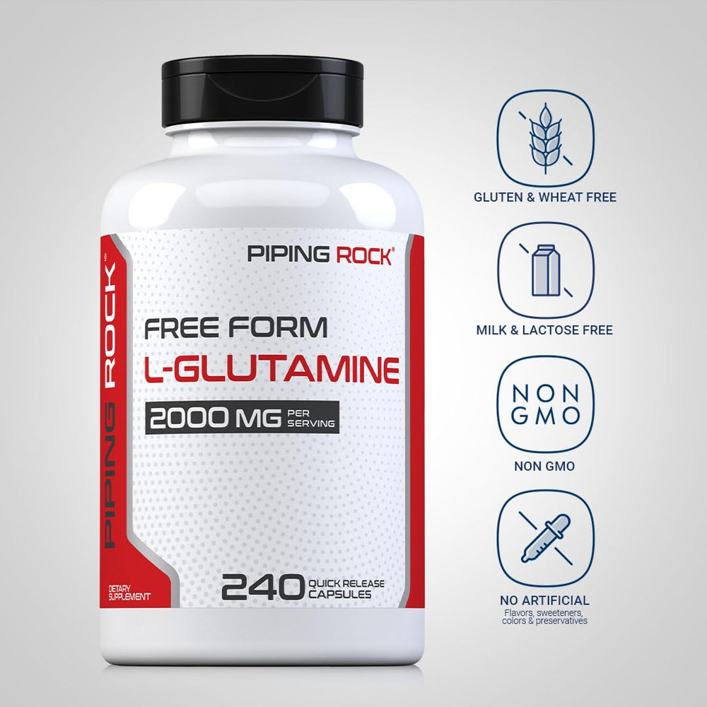 Piping Rock L-Glutamine serving scoop illustrating easy daily dosage.